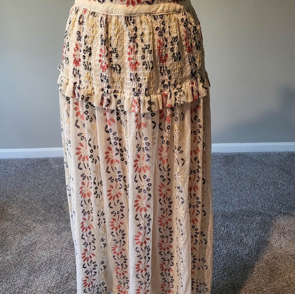 V. Cristina– Lt. Pastel, Orange, Blue, Peach/Natural Crochet Maxi Skirt (Size L) - Picture 11 of 15